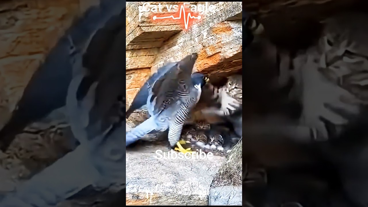 Momma Cat vs Eagle Showdown 🐱🦅 | Protecting Her Babies #shorts #cats #catvseagle #ShortsFeed