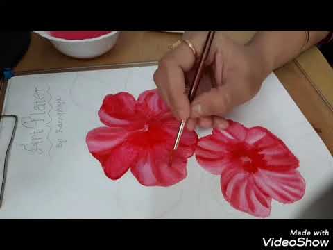 how to do easy water colors for beginners, hibiscus flowers
