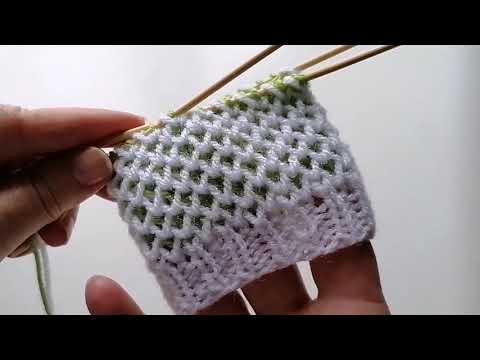 Two-color honeycomb knitting pattern 😍 Hat knitting