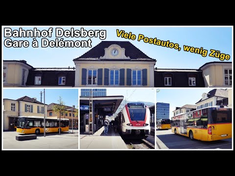 Delémont Railway Station / Mehr Busse als Züge am Bahnhof Delsberg, Kantons Jura, Schweiz 2020