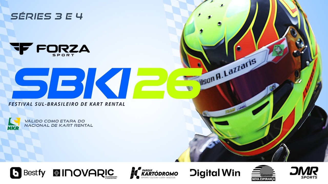 🏁 SBKI 2026 AO VIVO | Corridas de Sábado - Séries 3 e 4 | Festival Sul-Brasileiro de Kart Rental