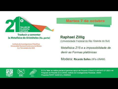  21º TALLER DE FILOSOFÍA ANTIGUA • Raphael Zillig 