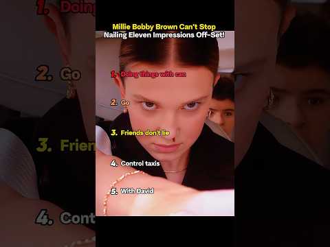 Millie Bobby Brown couldn't resist imitating Eleven off-screen. #StrangerThings5#MillieBobbyBrown