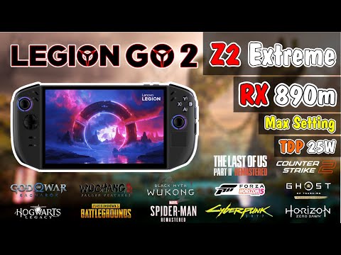 Legion Go 2 (Z2 Extreme + RX 890m): 12 Game Test at 1080p, Max 25W TDP - Real-World Power!