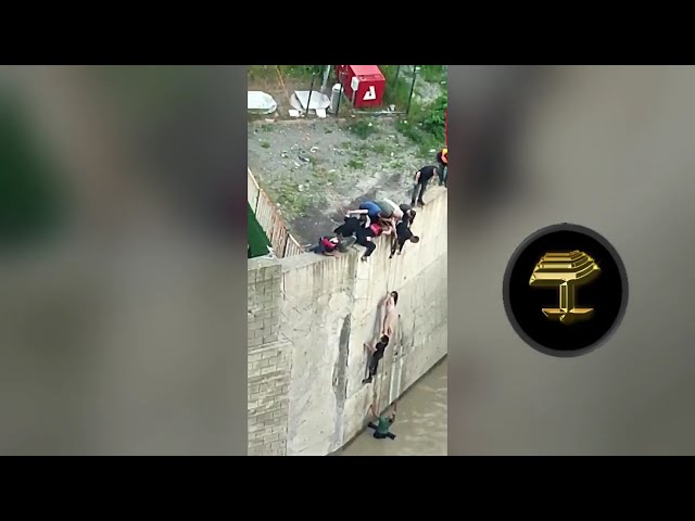 Hombre se lanza a un arroyo de 10 metros para salvar a una niña arrastrada por la corriente