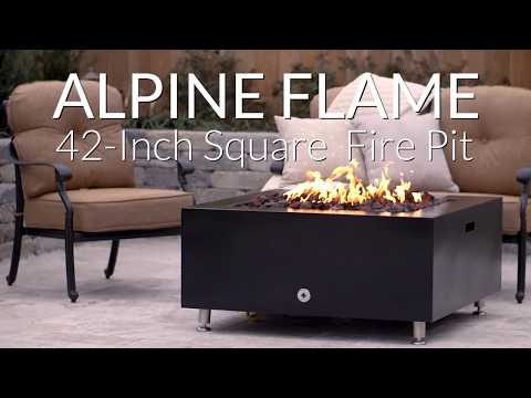 Alpine Flame 42-Inch Square Fire Pit - Oil Rubbed Bronze With Lava Rocks
