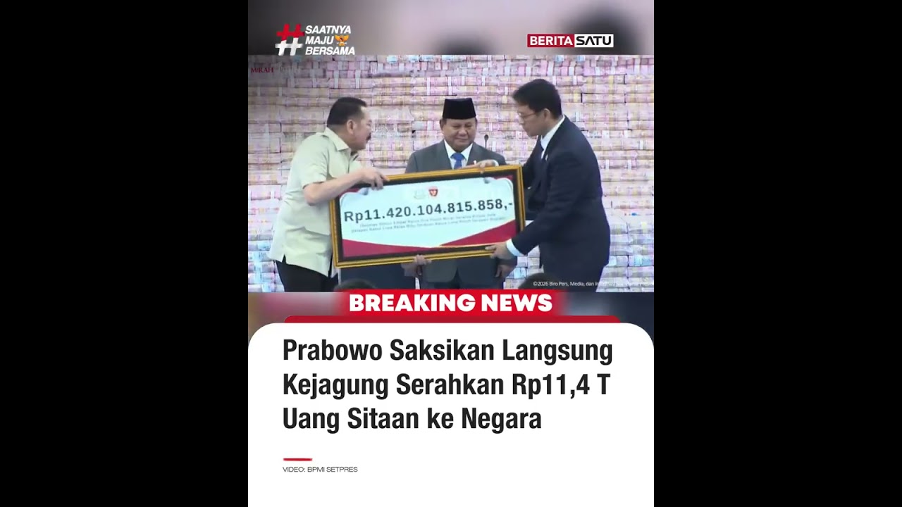 Prabowo Saksikan Langsung Kejagung Serahkan Rp11,4 Triliun Uang Sitaan ke Negara #beritasatu