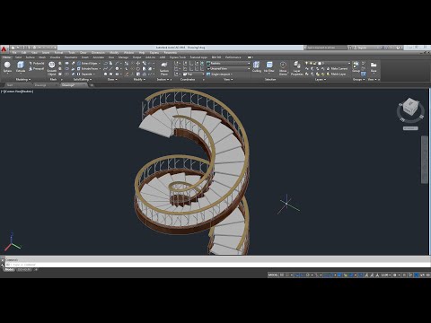 AutoCAD 2016 Spiral Staircase 3D(บันไดเวียน)