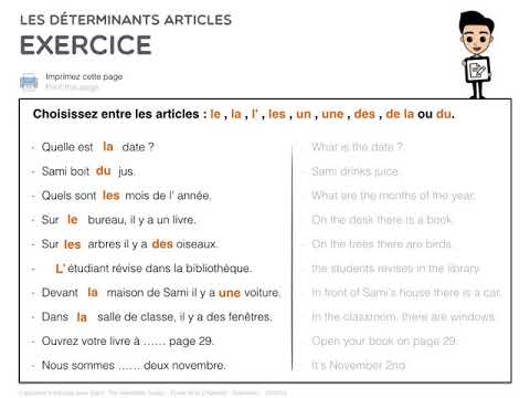 Les déterminants articles - Exercice 1