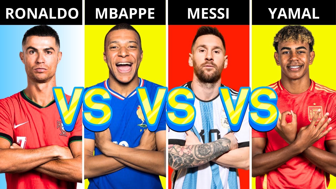 Comparison: Cristiano Ronaldo Versus Lionel Messi Versus Kylian Mbappé Versus Lamine Yamal