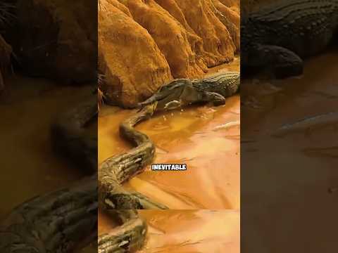 🐊In defending his young, he ends up being swallowed by an anaconda🐍#animals #crocodile #anaconda ...