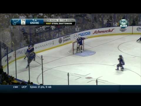T.J. Oshie wrist shot PPG 5-2 Edmonton Oilers vs St. Louis Blues 3/13/14 NHL Hockey.