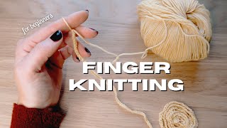 HOW TO FINGER KNIT FOR BEGINNERS - Finger knitting A COASTER - full tutorial