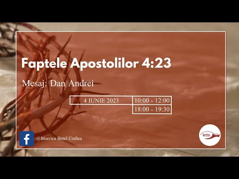 Biserica Betel Codlea- mesaj fr. Dan Andrei: Faptele Apostolilor 4:23