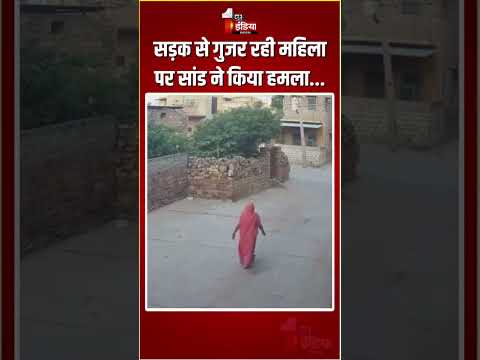 Jodhpur Bull Attack: सड़क से गुजर रही महिला पर सांड ने किया हमला... | CCTV Footage | Viral Video