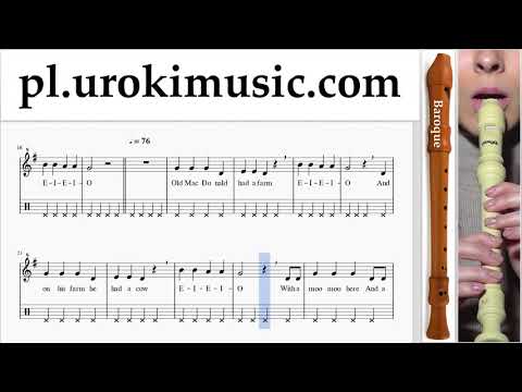 Jak Grać Na Flecie Prostym (Barokowy) Old MacDonald - Had a Farm Tabulatura Lekcje Część 2 um-b463