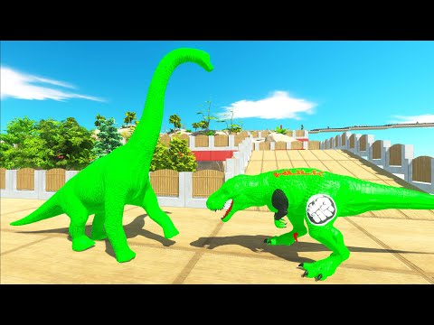 GREEN BRACHIOSAURUS MAZE DEATH RUN  - Animal Revolt Battle Simulator