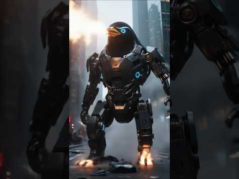 Giant Penguin Transforming Into a Mech Hybrid Creature #shorts #transformation #mecha #shortsfeed