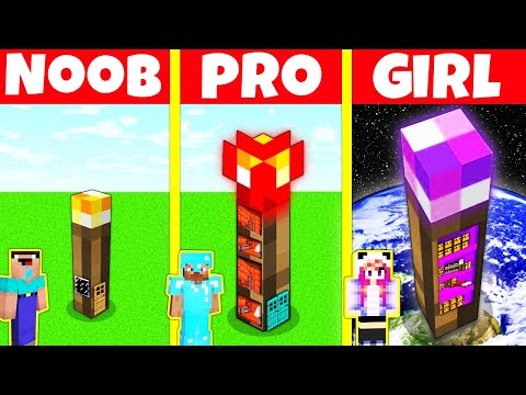 Minecraft Battle: NOOB vs PRO vs GIRL: TORCH HOUSE BUILD CHALLENGE / Animation