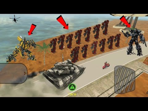 Vegas Crime Simulator - (Robots Car War vs Transformer Tank ) - Army Tank  vs Robots - Gameplay HD