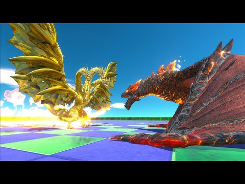 GHIDORAH vs FIRE LAVA DRAGON vs CROSSBOW DEATH MATCH - Animal Revolt Battle Simulator