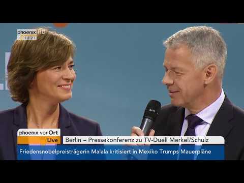 Pressekonferenz vor dem TV-Duell zwischen Angela Merkel und Martin Schulz am 01.09.17