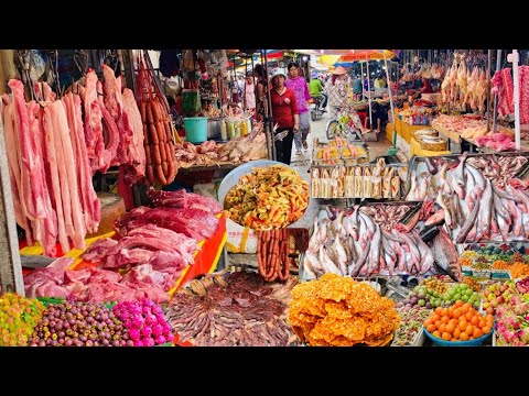 Exploring Cambodia Wet Market 2025 - The Best Breakfast, Lunch, Fresh Fruit, Vegetables, Meat & More