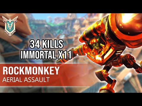 34 Kills rockmonkey Ruckus Paladins Competitive Gameplay (Pro Player) AERIAL ASSAULT - Immortal X11