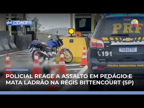 Policial reage a tentativa de assalto em pedágio e mata criminoso em rodovia de SP | #SBTCidades