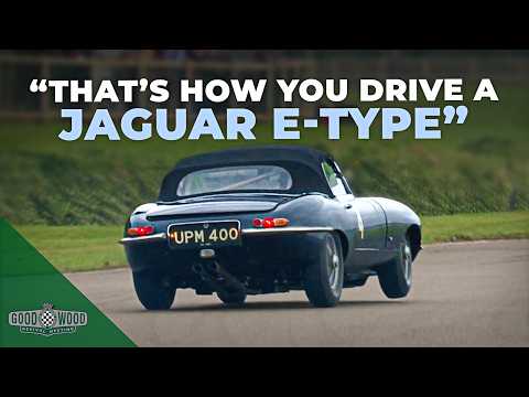 Do laps get more beautiful than this? Jaguar E-type at full tilt around Goodwood