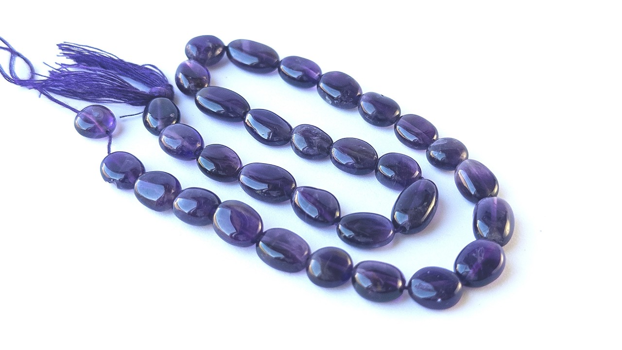 Amethyst | Smooth Oval | 8mm Bead Size | 32cm Strand Length video