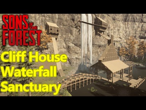 How I built a LEGENDARY waterfall base with cliffside houses in Sons of the Forest