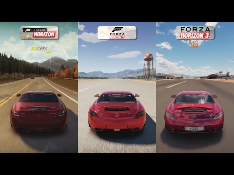 Forza Horizon vs Forza Horizon 2 vs Forza Horizon 3 - Mercedes-Benz SLS AMG Sound Comparison
