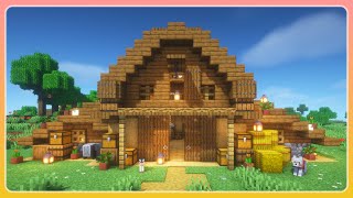 How to Build a cozy Animal Barn in Minecraft 🦆 | 🐄 Easy Survival Build Tutorial