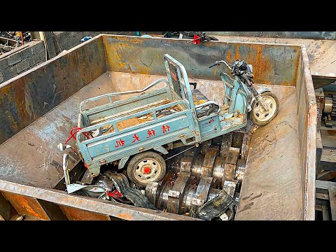 Vehicle Engine, Motorcycle inside Giant Shredder! Extreme Shredding Experiments 