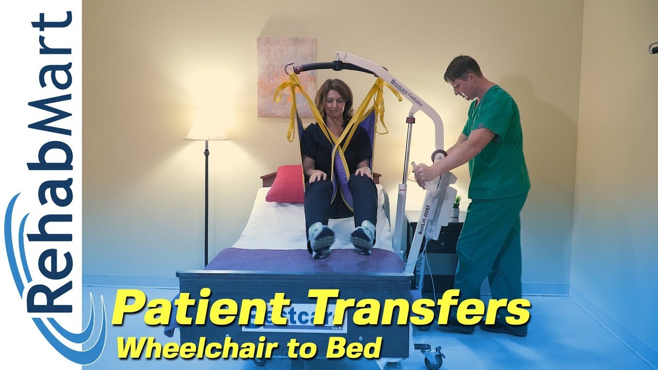 How to use a Hoyer Patient Lift to transfer a patient from their Wheelchair to a Bed