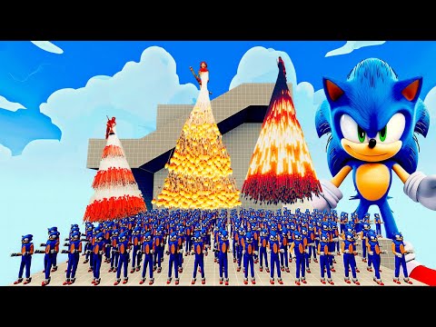 100x SONIC + 1x GIANT vs 4x EVERY GOD   Totally Accurate Battle Simulator TABS
