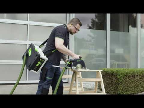 Akumuliatorinis dulkių siurblys Festool CLEANTEC CTLC SYS HPC 4,0 I-Plus; 18 V; 4x4,0 Ah akum. video