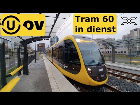 U-OV Tram 60 in dienst tussen Utrecht Centraal en Nieuwegein Zuid met nieuwe CAF Urbos 100