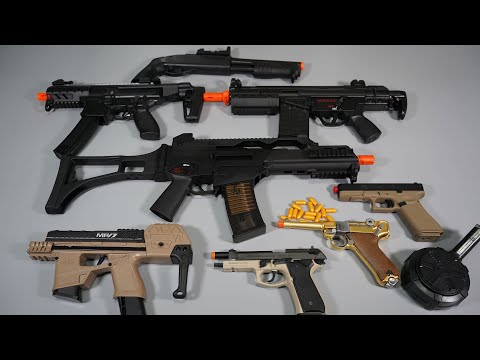 BlowBack And Shell ejecting  Toy Guns - Airsoft Gun - Glod Luger P08 G36 - Toy Gun Collection