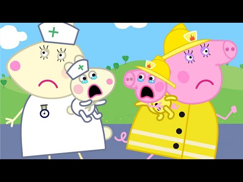Mummy Rabbit Doctor Vs Mummy Pig Firefighter - Peppa Funny Animation