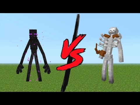 Mutant Enderman vs Mutant Skeleton in Minecraft Mob Battle