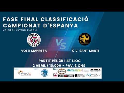 Fase Final Juvenil Masculina (3r i 4 lloc): Vòlei Manresa - C.V. Sant Martí