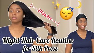 Quick Night Routine For Maintaining A Silk Press 2020 | How to Wrap Long Natural Hair | Jas McQueen