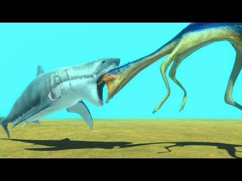 Great White Shark vs Every Stickman Units (Aquatic and Dinosaurs) - Animal Revolt Battle Simulator