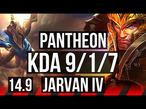 PANTHEON vs JARVAN IV (TOP) | 9/1/7, 700+ games, Godlike | NA Master | 14.9