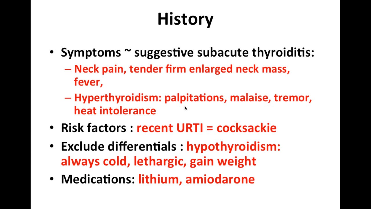 Subacute Thyroiditis Neck Swelling - Patient Assessment and Management - YouTube