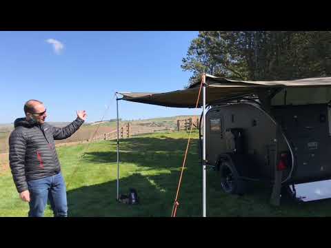 Oztent Foxwing Awning on Bushcamp Explorer Teardrop Caravan