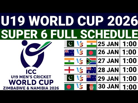 Under 19 World Cup 2026 Super 6 Schedule | U19 World Cup 2026 Super Six Schedule | World Cup 2026