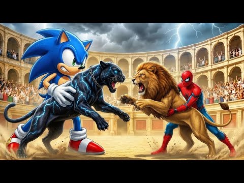 ⚔️ SONIC BLACK PANTHER vs SPIDER-MAN LION - Epic Animal Showdown Battle! 🦁